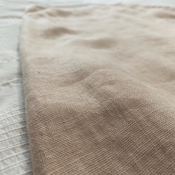 KOKOMARINA LINEN SOFT PINK FAUX WRAP CROSS OVER FRONT SLIT HIGH RISE MIDI SKIRT - Picture 8 of 11